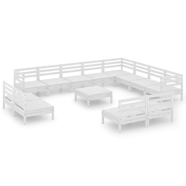 vidaXL Salon de jardin 13 pcs Bois de pin massif Blanc