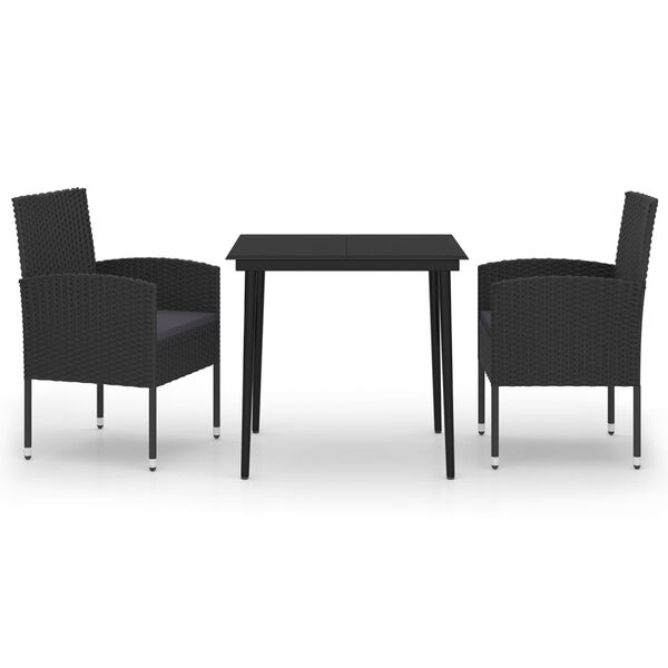 vidaXL Ensemble &agrave; manger de jardin 3 pcs Noir