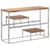vidaXL Table console argent&eacute; acier inoxydable et bois massif d'acacia