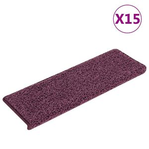 vidaXL Tapis d'escalier 15 pi&egrave;ces 65x21x4 cm Violet fonc&eacute;