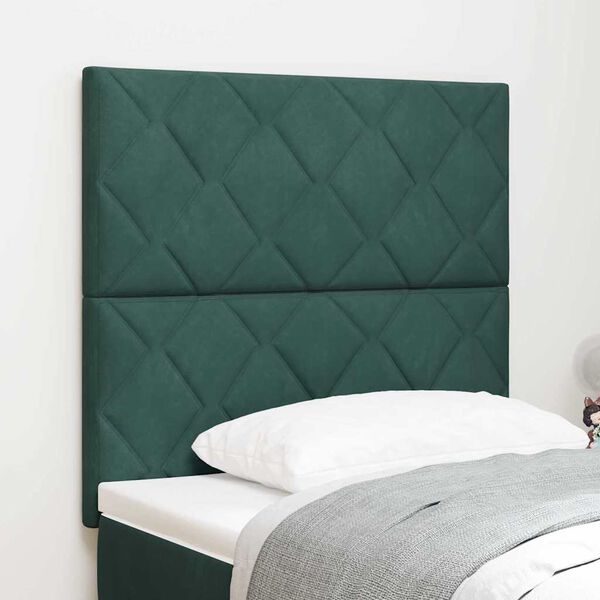 vidaXL T&ecirc;te de lit avec t&ecirc;te de lit Vert fonc&eacute; 90 cm Velours