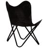 vidaXL Chaises papillon lot de 2 noir taille d'enfants cuir v&eacute;ritable