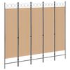 vidaXL Paravent 5 panneaux Beige 200 x 180 cm Tissu