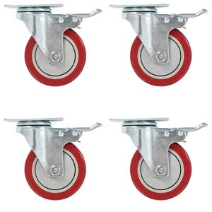 vidaXL Roulettes pivotantes avec double freins 4 pcs 100 mm