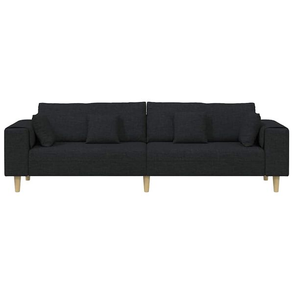 vidaXL Canap&eacute; avec coussin Noir 250 x 77 x 76 cm tissu