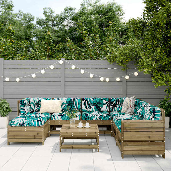 vidaXL Salon de jardin 8 pcs bois de pin impr&eacute;gn&eacute;
