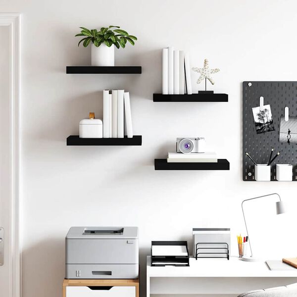 vidaXL &Eacute;tag&egrave;res murales flottantes 4 pcs noir 40x23x3,8 cm MDF