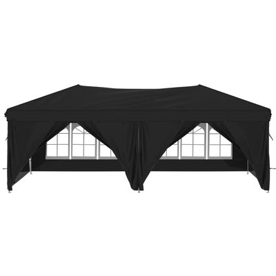vidaXL Tente de réception pliable avec parois Noir 3x6 m