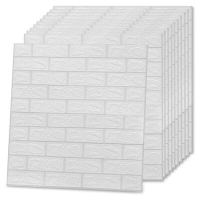 vidaXL Papier peint 3D autoadhésif Briques 10 pcs Blanc