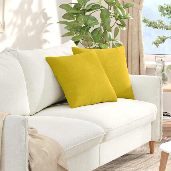 vidaXL Coussins de canap&eacute; 2 pcs Jaune 45 x 45 cm