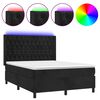 vidaXL Sommier &agrave; lattes de lit matelas et LED Noir 140x200 cm Velours
