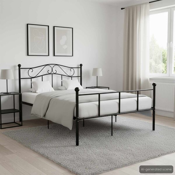 vidaXL Cadre de lit sans matelas noir m&eacute;tal 120x200 cm