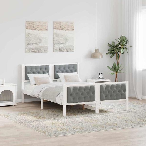 vidaXL Cadre de lit Gris clair 140 x 200 cm Pin massif