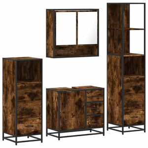 vidaXL Ensemble meubles salle de bain 4 pcs ch&ecirc;ne fum&eacute; bois ing&eacute;nierie