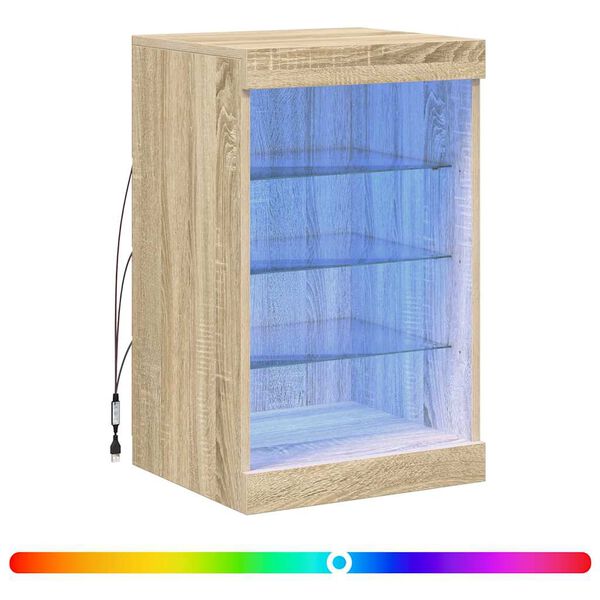 vidaXL Buffet avec lumi&egrave;res LED ch&ecirc;ne sonoma 41x37x67 cm