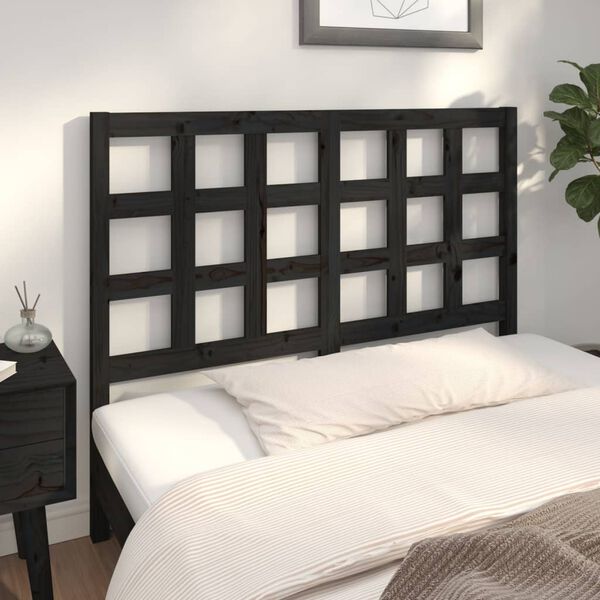 vidaXL T&ecirc;te de lit Noir 125,5x4x100 cm Bois massif de pin