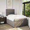 vidaXL Sommier &agrave; lattes de lit avec matelas Taupe 120x200 cm Tissu
