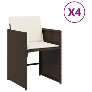 vidaXL Chaises de jardin avec coussins lot de 4 marron r&eacute;sine tress&eacute;e