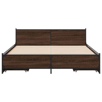 vidaXL Cadre de lit avec tiroirs sans matelas chêne marron 135x190 cm