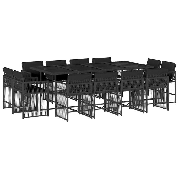vidaXL Ensemble &agrave; manger de jardin 13 pcs coussins noir r&eacute;sine tress&eacute;e