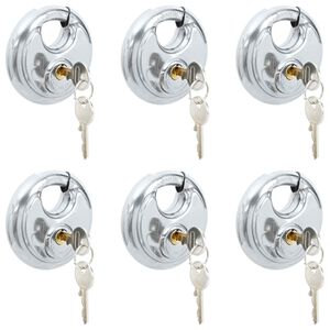 vidaXL Serrures Discus avec Cl&eacute;s 6 pcs Argent 8 x 2.8 x 8 cm