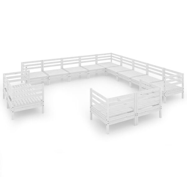 vidaXL Salon de jardin 13 pcs Bois de pin massif Blanc