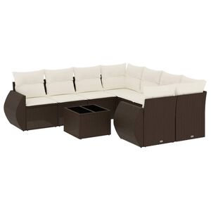vidaXL Salon de jardin avec coussins 9 pcs marron r&eacute;sine tress&eacute;e