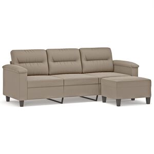 vidaXL Canap&eacute; 3 places avec repose-pieds Taupe 180 cm Tissu microfibre