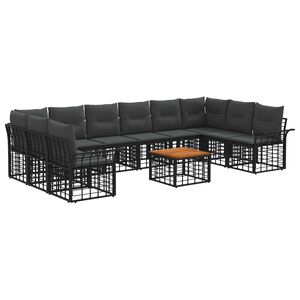 vidaXL Ensemble de canap&eacute;s d'ext&eacute;rieur 11 pcs Noir et Gris fonc&eacute;