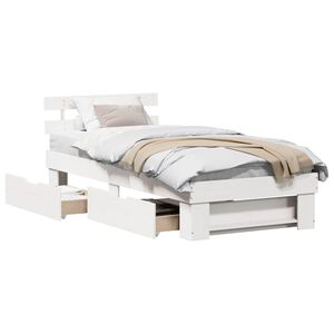 vidaXL Cadre de lit avec t&ecirc;te de lit Blanc 100 x 200 cm Pin massif