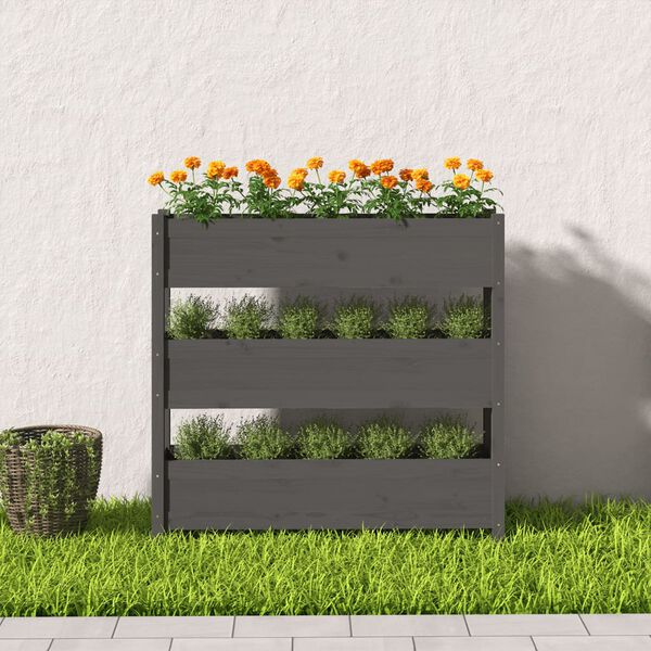 vidaXL Jardinière Gris 112x25x104,5 cm Bois massif de pin