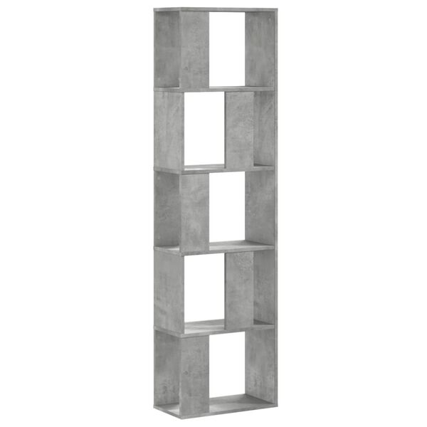 vidaXL Biblioth&egrave;que 5 niveaux gris b&eacute;ton bois d'ing&eacute;nierie