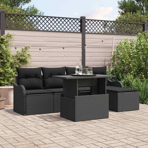 vidaXL Ensemble de si&egrave;ges d'ext&eacute;rieur 6 pcs Noir Poly rotin