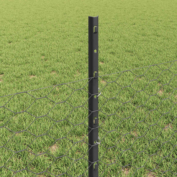 vidaXL Cl&ocirc;ture avec poteau Gris 0,5 x 25 m Acier