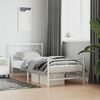 vidaXL Cadre de lit m&eacute;tal sans matelas avec pied de lit blanc 90x200cm