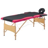 vidaXL Table de massage pliable 2 zones Bois Noir et rose