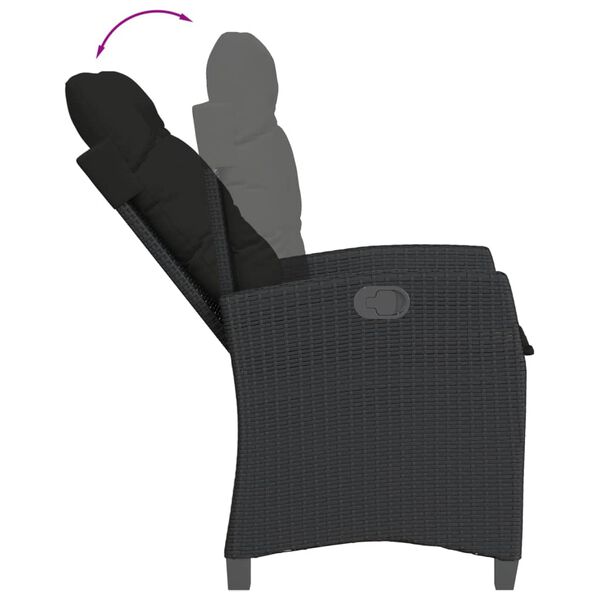 vidaXL Ensemble &agrave; manger de jardin coussins 5pcs Noir R&eacute;sine tress&eacute;e