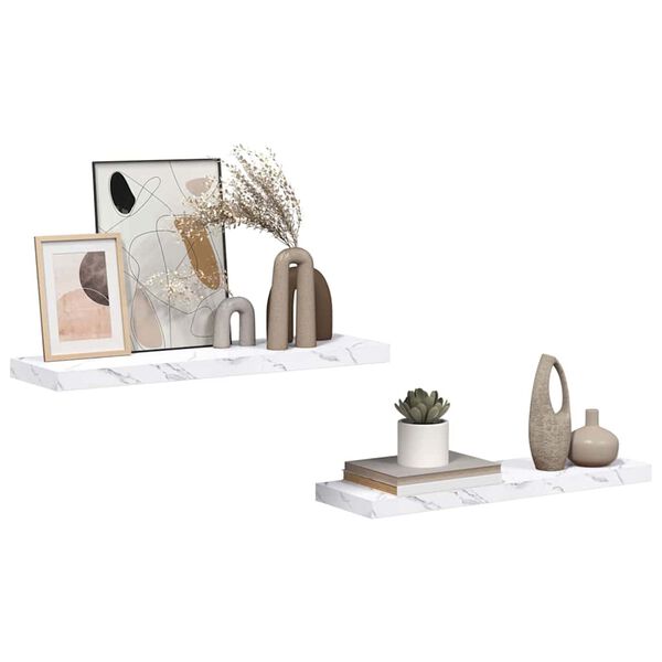 vidaXL &Eacute;tag&egrave;re Murale 2 pcs Marbre blanc 90 x 23,5 x 4 cm