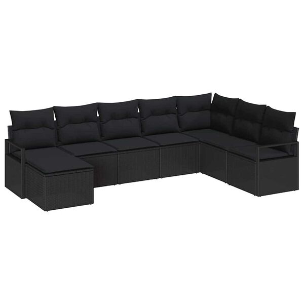 vidaXL Ensemble de Canap&eacute;s avec coussin 8 pcs Noir polyrotin
