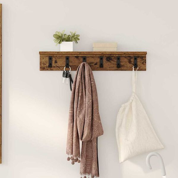 vidaXL Porte-manteau mural Bois ancien 60 x 10,5 x 10,5 cm
