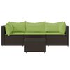 vidaXL Salon de jardin 4 pcs avec coussins Marron R&eacute;sine tress&eacute;e