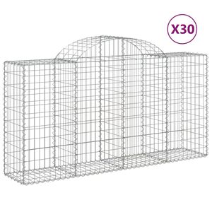 vidaXL Paniers &agrave; gabions arqu&eacute;s 30 pcs 200x50x100/120 cm fer galvanis&eacute;
