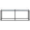 vidaXL Table console Marbre blanc 220x35x75,5 cm Verre tremp&eacute;