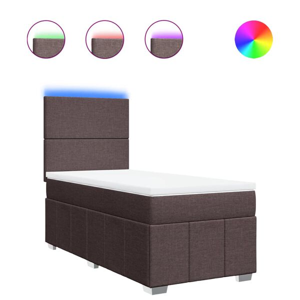 vidaXL Sommier &agrave; lattes de lit avec matelas Marron fonc&eacute; 90x190 cm