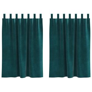 vidaXL Rideaux occultants 2 pc Vert fonc&eacute; 140 x 140 cm Velours