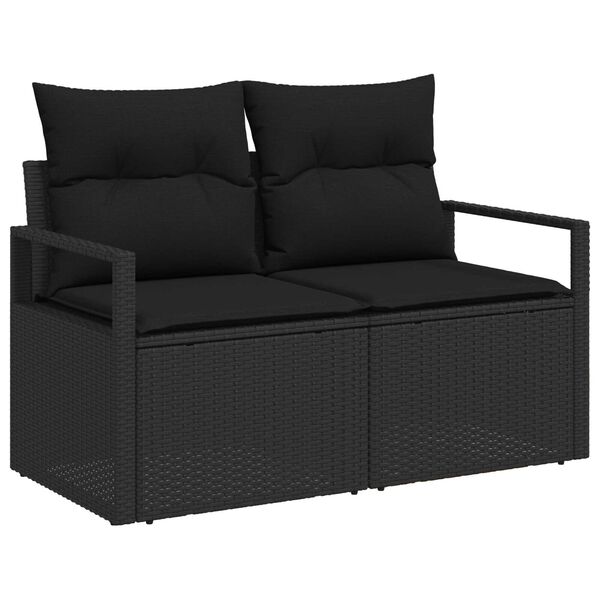 vidaXL Ensemble de canap&eacute; de jardin avec coussin 7 pcs Noir Poly rotin