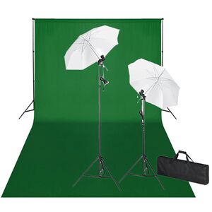 vidaXL Kit de studio et toile de fond verte 600 x 300 cm et lumi&egrave;res