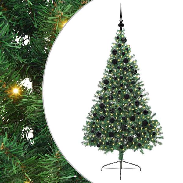 vidaXL Sapin de No&euml;l artificiel pr&eacute;-&eacute;clair&eacute; Vert 180 cm PVC