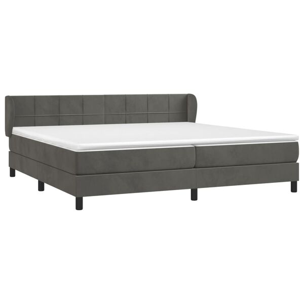 vidaXL Sommier &agrave; lattes de lit et matelas Gris fonc&eacute; 200x200cm Velours