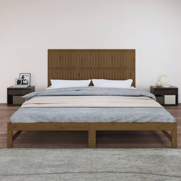 vidaXL T&ecirc;te de lit murale Marron miel 204x3x90 cm Bois massif de pin
